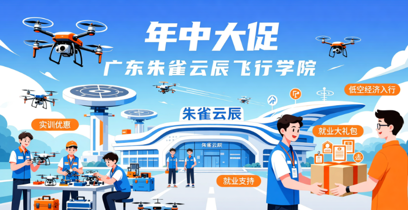广东朱雀云辰飞行学院年中大促：无人机装调检修实训直降千元，还送就业大礼包